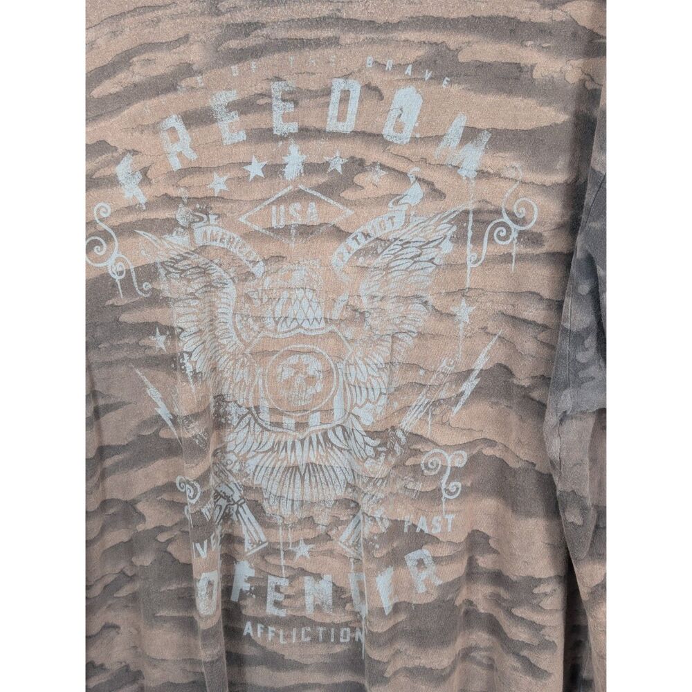 Affliction Freedom Defender Graphic Print T-Shirt Brown Men's Size 3XL/XXXL - Picture 4 of 11